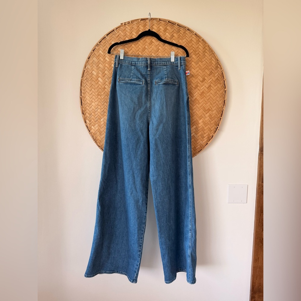 CLARE V x MOTHER PLEATED BELL PREP HEELED WIDE LEG JEANS PLAYING‎ IN PARIS SZ 28 - Picture 10 of 14